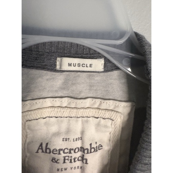 Y2K Abercrombie LS striped Gray Shirt Size Medium 100% Cotton - Picture 3 of 7